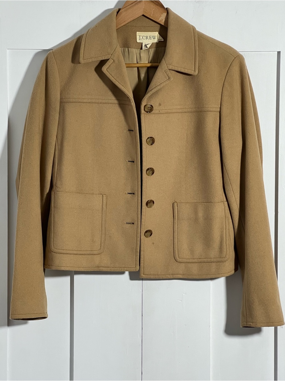 Vintage J.Crew Camel Wool-Cashmere Cropped Coat Sz 2